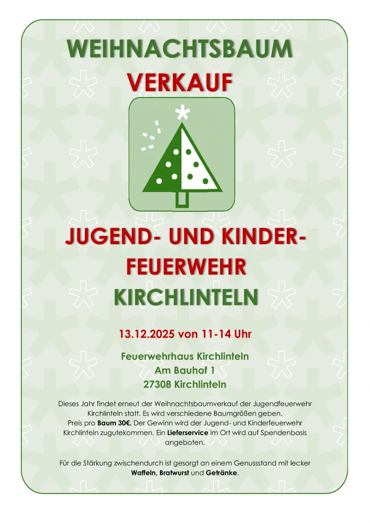 Flyer zum Weihnachtsbaumverkauf der Jugendfeuerwehr