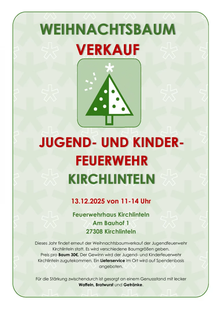 Flyer zum Weihnachtsbaumverkauf der Jugendfeuerwehr